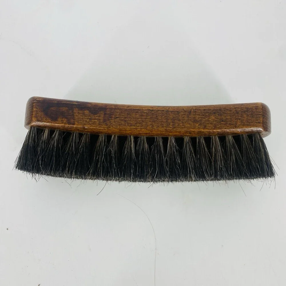 Vintage National No 31 Sterilized Horsehair Brush Dark Wood USA Made Shoe Shine